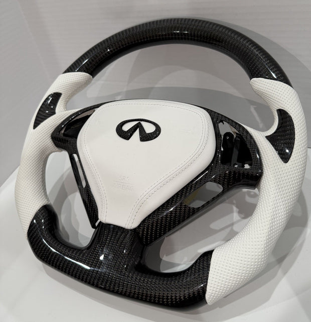 G37 Panda Carbon Fiber Steering Wheel